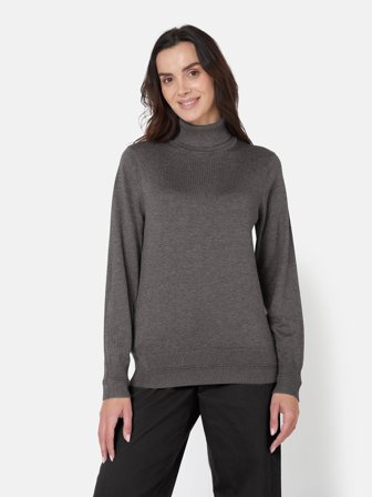 JENSEN - Strik Rullekrave - Grå Melange