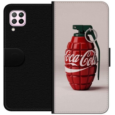 Kompatibelt Plånboksfodral till Huawei Huawei P40 lite Konstnärlig illustration av Coca Cola granat i rött och grönt, pop art inspirerat motiv med