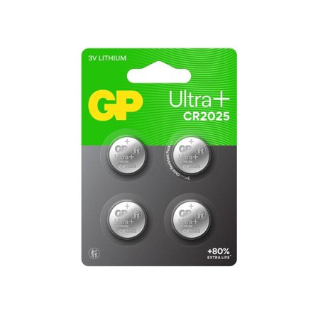 GP Ultra Plus Lithium Cell Battery CR2025, 3V (4-pack)