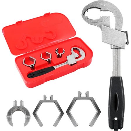 4-i-1 krannyckel, multifunktionell badrumsnyckel, universell justerbar dubbelsidig nyckel