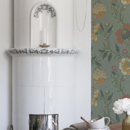 Duro Tapet, Vildros 683-02 Blommor & Blad, L, Grön, Färg & tapeter