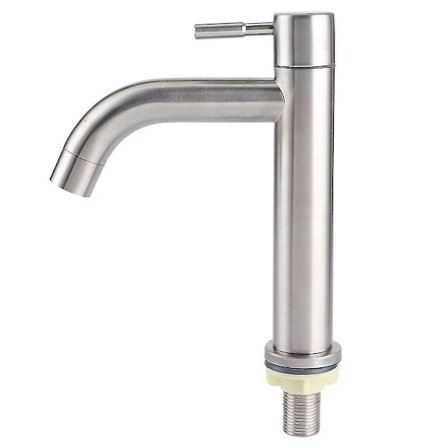 Single Cold Water Faucet G1/2 In Brushed Stainless Steel With Large Single Hole Basin
