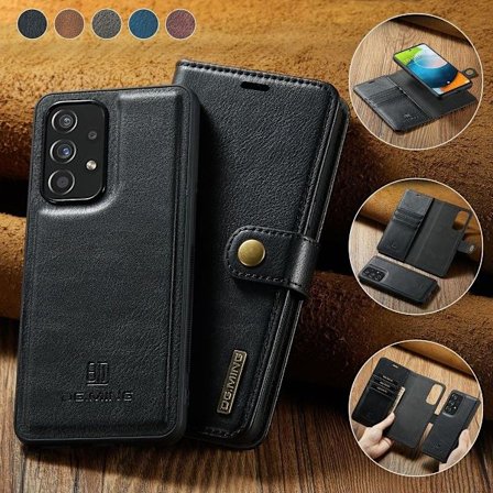 (För Samsung Galaxy A55 5G) DG.MING Läder Telefonfall - Plånbok