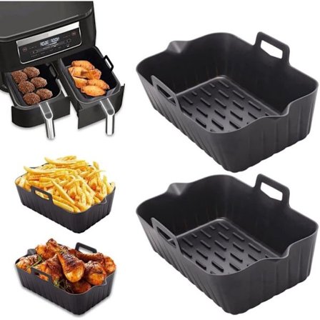 2x Airfryer Silikonformar – Återanvändbara – BPA-fria – Svarta