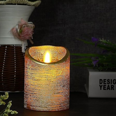 3 Størrelser LED Lys Batteridrevet Guld Flamme Lys