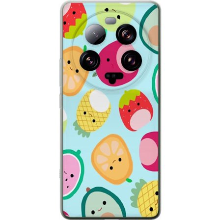 Kompatibelt Mobildeksel til Xiaomi 13 Ultra Mønster av kawaii-frukter som jordbær sitron ananas og avocado på lyseblå bakgrunn