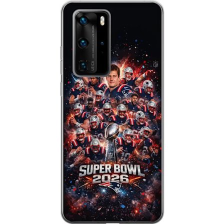 Kompatibelt Mobildeksel til Huawei P40 Pro Super Bowl 2026 plakat med New England Patriots og NFL-trofe i eksplosiv sportsdesign