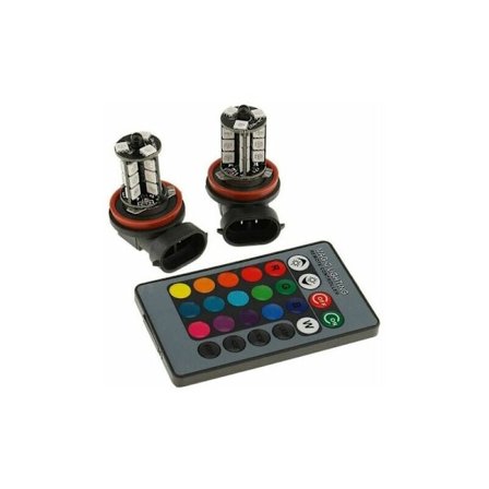 2-pakk H8/H11 RGB sumuvalot - Moniväriset RGB LED sumuvalot ajovalot kaukosäätimellä H8/H11 korvaavat lamput