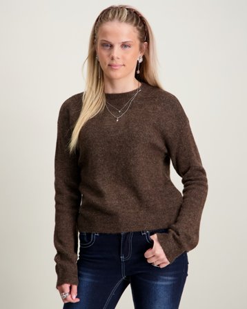 LMTD NLFLODET LS SHORT KNIT Brązowy Swetry Dziewczyna - Kids Brand Store