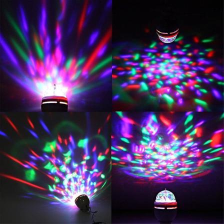 3W LED Bärbar Scenbelysning DJ-Ljus Automatisk Rotering Glödlampa USB