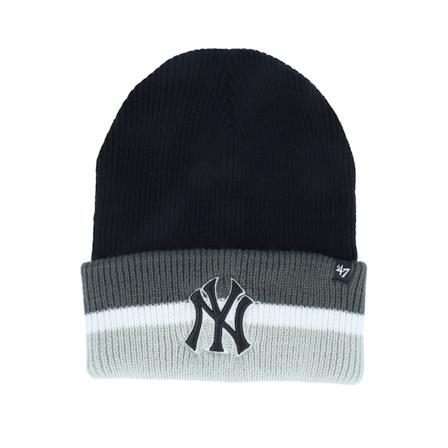47 Brand - New York Yankees MLB Split 47 Knit Black Cuff Cuff Black Beanie - MLB @ Hatstore