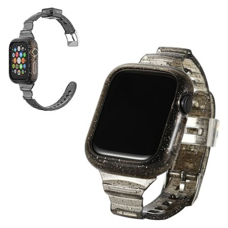 glitter themed rem til Apple Watch Series 6 / 5 44mm - sort