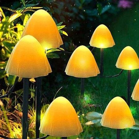 Vandtætte solcellelamper til udendørs brug, LED-solcellelamper til udendørs brug, svampeformede lyskæder, 3,8 m 12 lamper