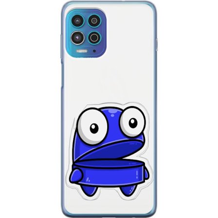 Kompatibel Mobilcover til Motorola Motorola Moto G100 Blå tegneseriefigur med åbent udtryk og store øjne i sjov illustration