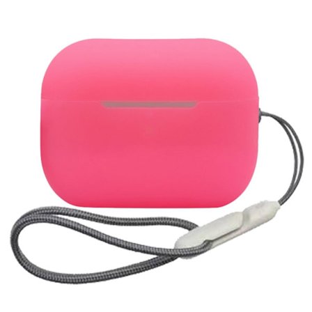 AirPods Pro 2 silikonfodral med nyckelband - Fluorescerande Rosa