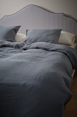 Jotex - Dynetrekksett i Musselin Dobbeltseng Gråblå - AMILIA - Kjøp Dobbeltseng hos Jotex