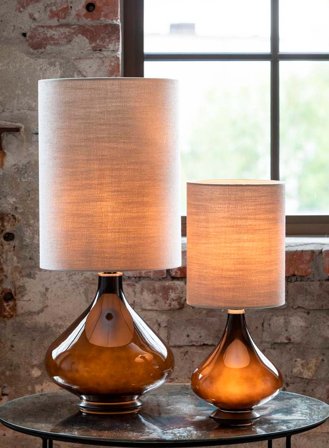 Flavia mini bordlampe H48 - negra m/london beige skjerm