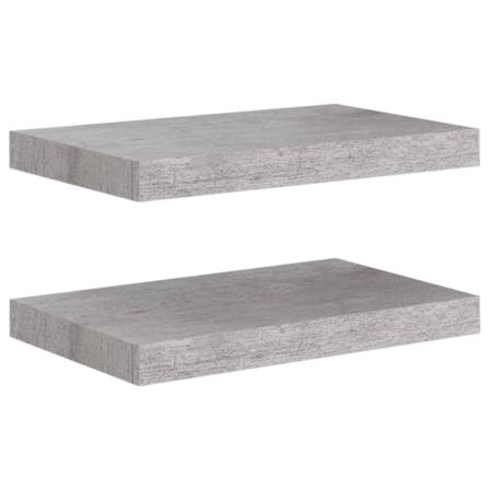 Vidaxl Svävande Vägghyllor 2 St Betonggrå 40x23x3,8 Cm Mdf Grå