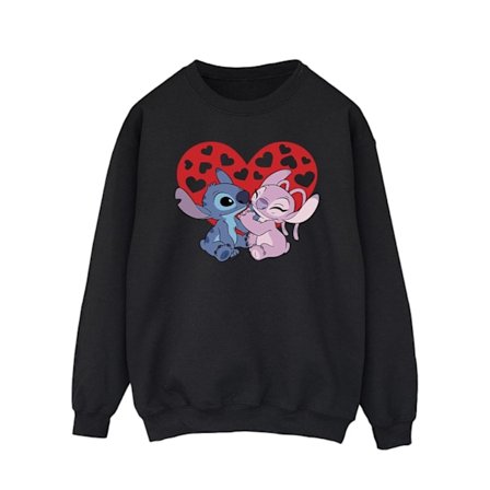 Disney Herr Lilo & Stitch Hjärtan Sweatshirt M Svart