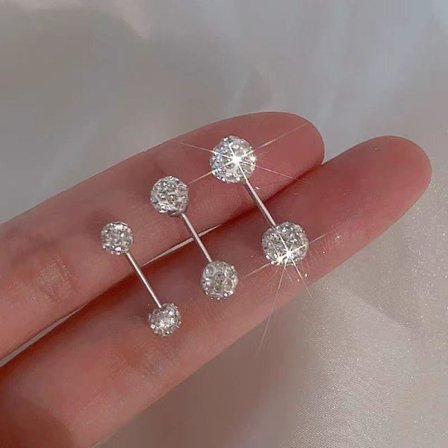 Dobbelthodede runde ørepropper, S999 sterling sølv øredobber