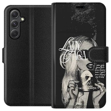Yhteensopiva Lompakkokotelo Samsung Galaxy A25 Lady Gaga mustavalkoinen retrojuliste aurinkolaseilla ja pop-taide-estetiikalla