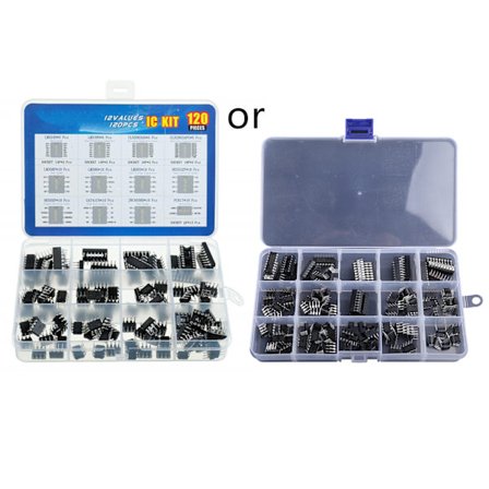 120 stk. Integreret kredsløb IC Chips Sortimentssæt Opamp Single Precision Timer Osciallatorer Darlington Array LM339N LM38