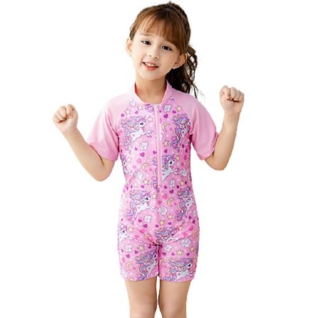 Kids Girl Kortärmad Unicorn Swimwear Baddräkt Sommarbadkläder i ett stycke