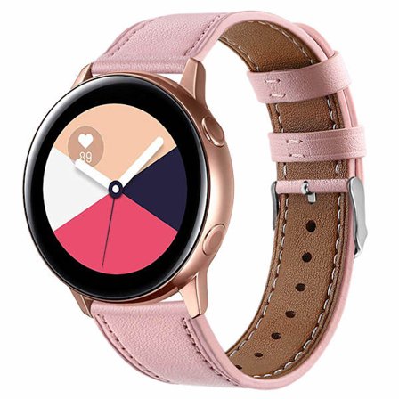 Yhteensopiva Samsung Galaxy Watch 5/5 Pro/4/4 Classic/3 41mm /42mm/Active 2 kanssa, 20mm pehmeä nahkaranneke Huawei GT2/GT3 42mm (Pinkki)