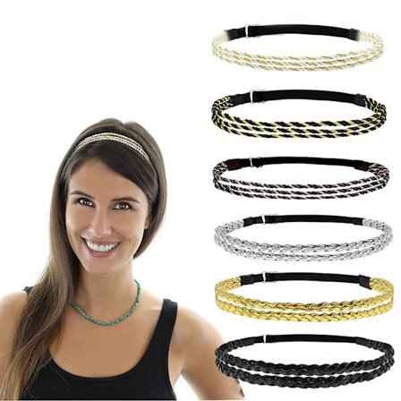 6 stk. elastiske flettede pandebånd Boho hårbånd Hippie pandebånd