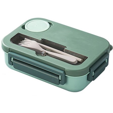 Matboks 1350 ml 4 rom Gaffel/skje Matboks Mikrobølgeovnssikker Bento-boks Bento-bokser med bestikk Lekkasjesikker Isolert Matboks for piknik Arbeid