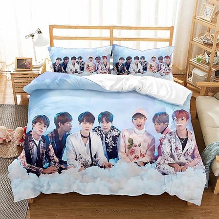 Bts 3D Printet Sengesæt Dynebetræk Quilt Betræk Pudebetræk Børne Gave Farve 1