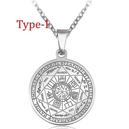 Segl av de 7 erkeenglene Halskjede Rustfritt Stål Sekskantet Stjerne Syv Erkeengel Anheng Menn Åndelig Beskytte Smykker