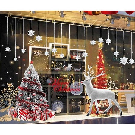 Jouluikkunakoristeet Koristelu Joulu Ikkunakoristeet Poro Seinäkoristeet Joulu Lumihiutaleet Koristeet Staattinen S