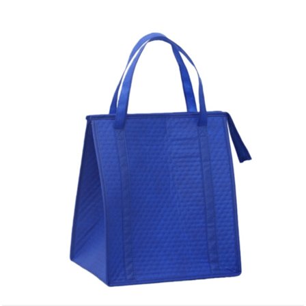 Prægede isolerede indkøbsposer med tyk aluminiumsfolieforing - stor 27l køletaske i non-woven Blue