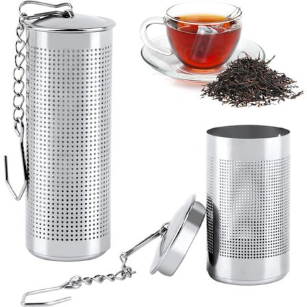 Pieces Te-infuser Te-filter Fina Hål 304 Rostfritt Stål Universal Tesil med Lock Återanvändbart Te-filter för Tekanna Mugg Kopp Glas