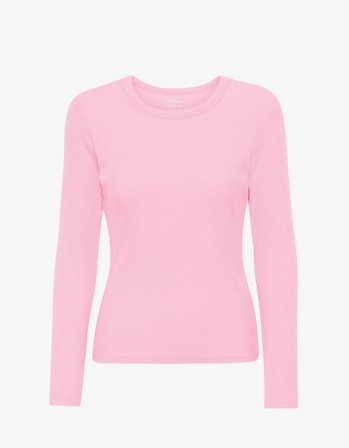 Women Organic Rib LS T-Shirt - Flamingo Pink - L