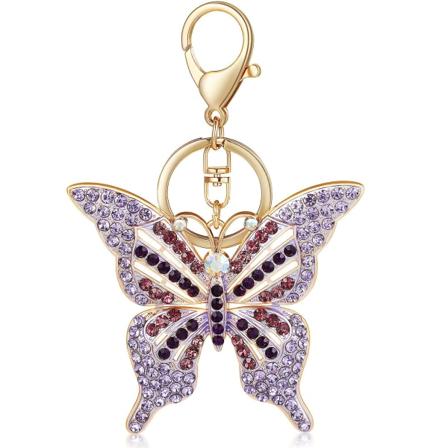 Sommerfugl nøkkelring glitrende rhinestone sommerfugl form anheng nøkkelkjede med nøkkelring veske pung dekorasjon