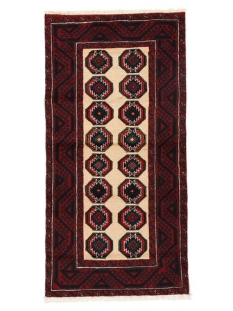 Baluch Rug 90X178 Black/Dark Red Wool, Persia