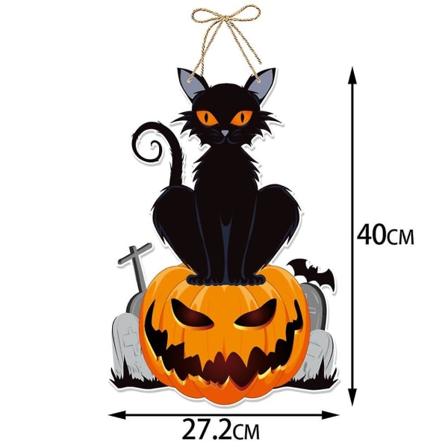 Halloween Spökansikte Pumpa Dörrhängande Happy 2023 Halloween Day Heminredning Häxhatta Trick Or Treat Dörrskylthänge J