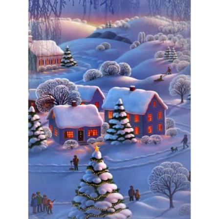 Diamond Painting 5d Diy Diamant Målning Jul Snöig Natt 30x40cm