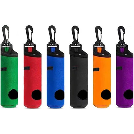Kompakt Golfballvaskepose, 6-pakning Vanntette Golfballrengjøringsposer, Golfballrengjøringspose, Golf Tee Holder-poser, Golfballholder med klips