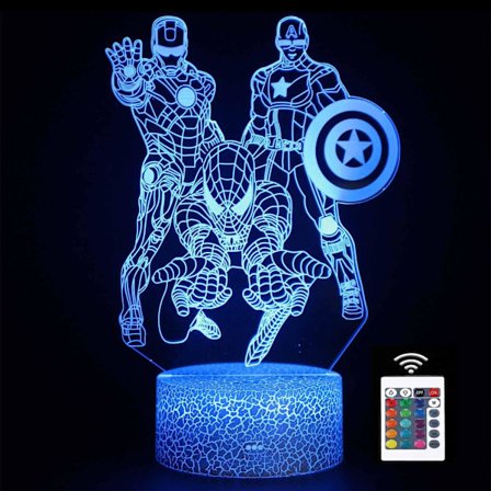 WJ Super Sankari 3D Yövalo, 3D Illuusiolamppu 16 Värillä Vaihtuvalla Kaukosäätimellä, USB Kannettava Kosketus LED Yövalo, Joulu- ja Syntymäpäivälahja