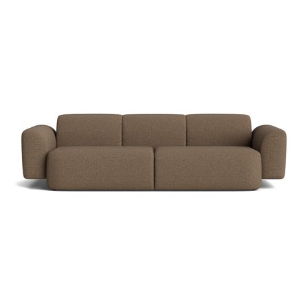 Rummelig Raisa Brun 3-Personers Sofa - Massivt træ & PU Skum - 290x102x76cm - Komfortabel Stue Sofa med Holdbar Konstruktion