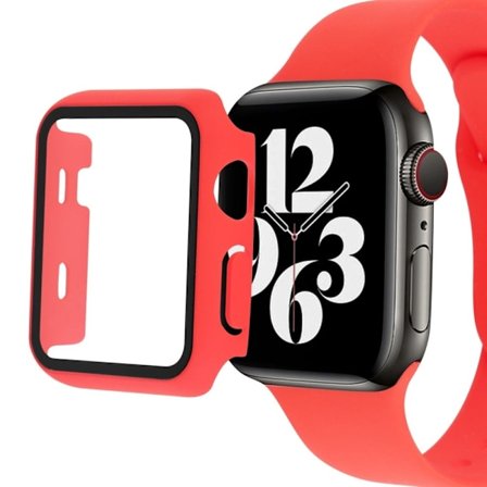 Apple Watch Ultra cover with tempered glass screen protector - Red