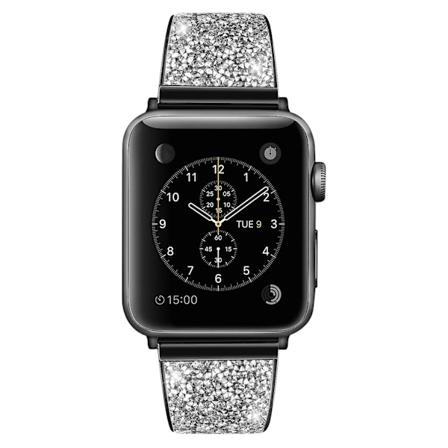 Swarovski Crystal Watch Band - Passar till 42/44/45/49mm klockor, glittrande, elegant, hållbart material, justerbar längd, enkel installation Black