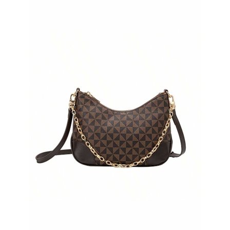 Naisten nahkalaukku, naisten olkalaukku, naisten crossbody-laukku, olkalaukku kainaloon jatkettavalla säädettävällä olkahihnalla - kahvi