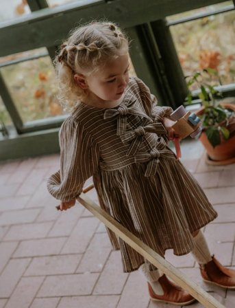 Fliink Elmo Bow Dress - Brown - 98