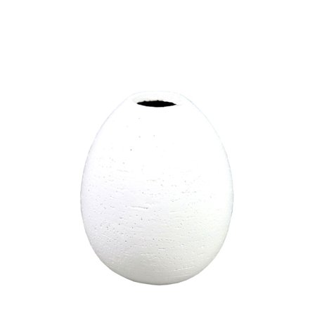 Valkoinen soikea polyresiinimaljakko, 17x17x20 cm