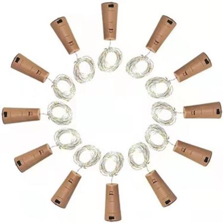 12 stk. flaskelys, vinflaske korklys, 2m 20 LED lys