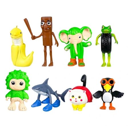 Tung Tung Sahur Figur - Italienske Brainrot Figurer AI Meme Stick Man & Tralala Haj Figurer Samlerlegetøj Gave 8 stk